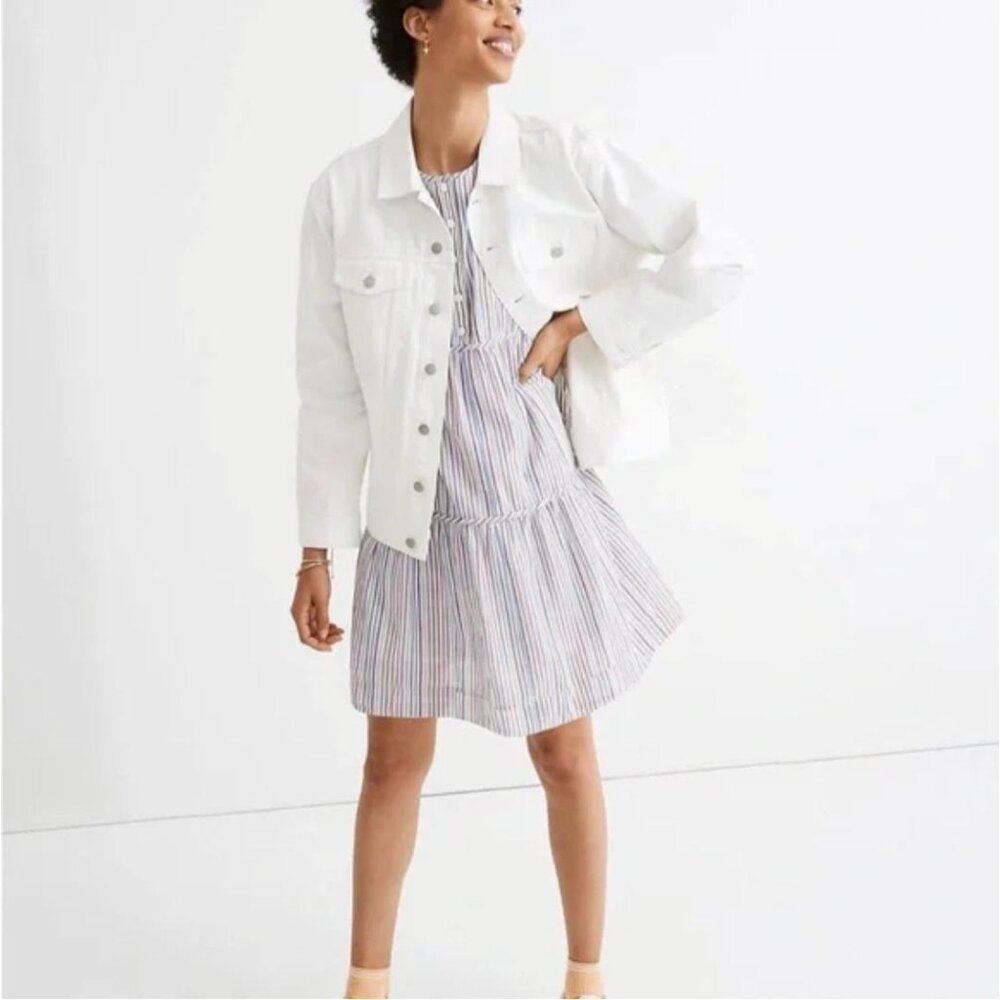 Madewell The Oversized Trucker Jean Jacket in Tile White NWT